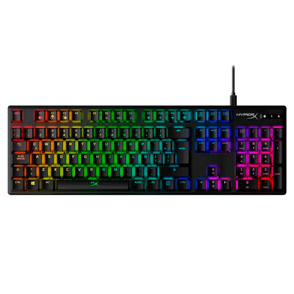 Teclado gamer usb hyperx hx-kb6blx-la alloy origins mecanico blue español rgb