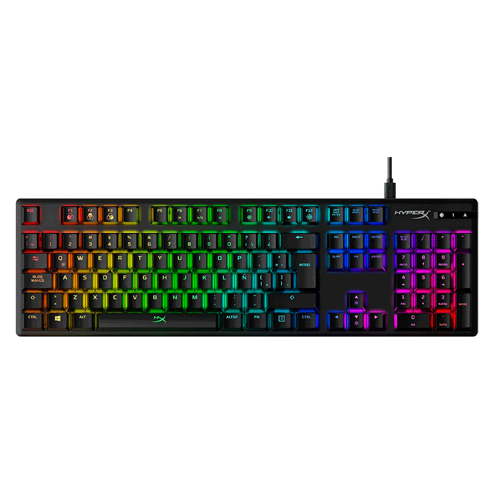 Teclado gamer usb hyperx hx-kb6rdx-la alloy origins mecanico red español rgb