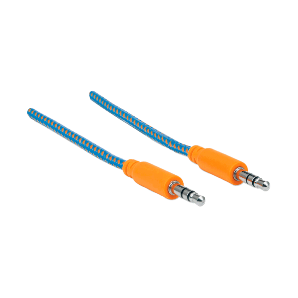 Cable de audio auxiliar estéreo 352802 3.5 mm/ macho a macho 1mt azul/naranja bolsa