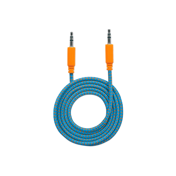 Cable de audio auxiliar estéreo 352802 3.5 mm/ macho a macho 1mt azul/naranja bolsa