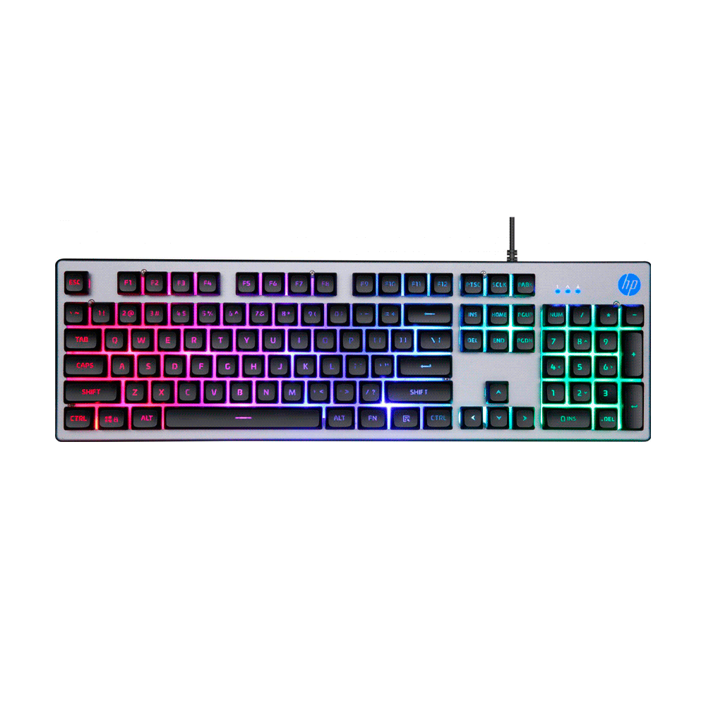 Teclado gamer usb hp k500f iluminacion rgb / español / gris