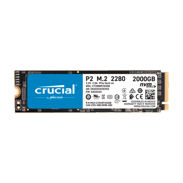 Ssd m.2 pcie 2tb crucial p2 2280 nvme ct2000p2ssd8 2400/1900