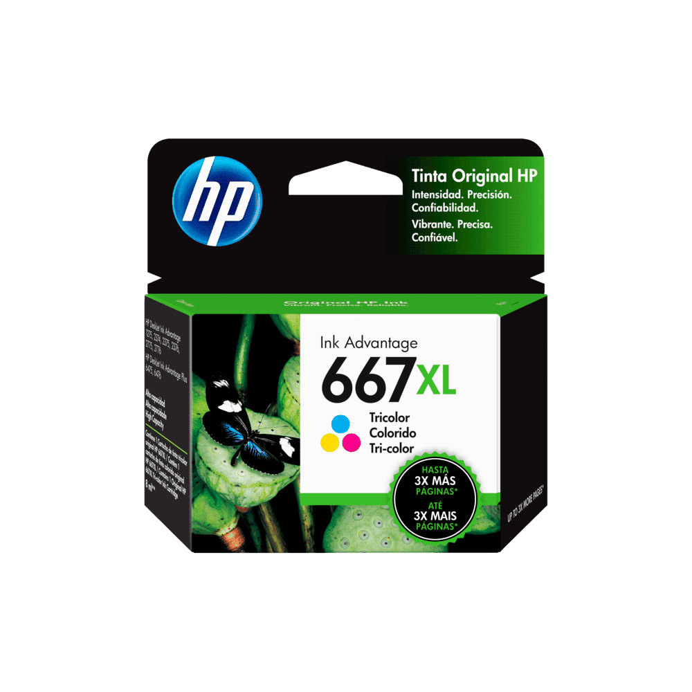 Tinta hp 667xl color 3ym80al dj 2775 8ml