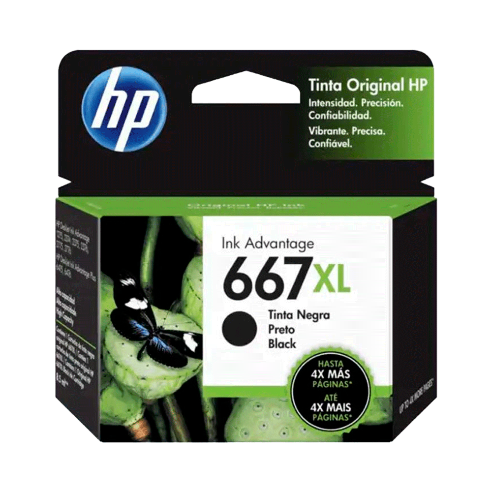 Tinta hp 667xl negro 3ym81al 8.5ml