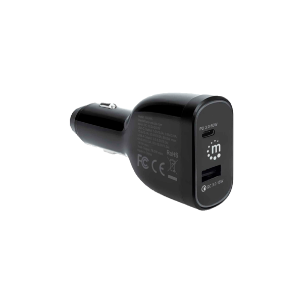 Cargador p/auto usb/usb-c 102445 78w/3a/12v/24v negro