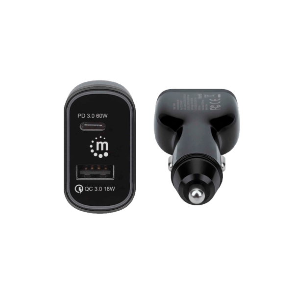 Cargador p/auto usb/usb-c 102445 78w/3a/12v/24v negro