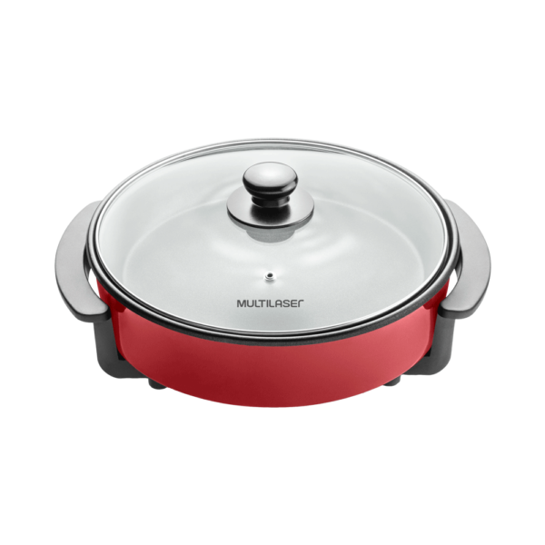 Olla eléctrica redonda 2l antiadherente multilaser ce115 1300w 220v rojo