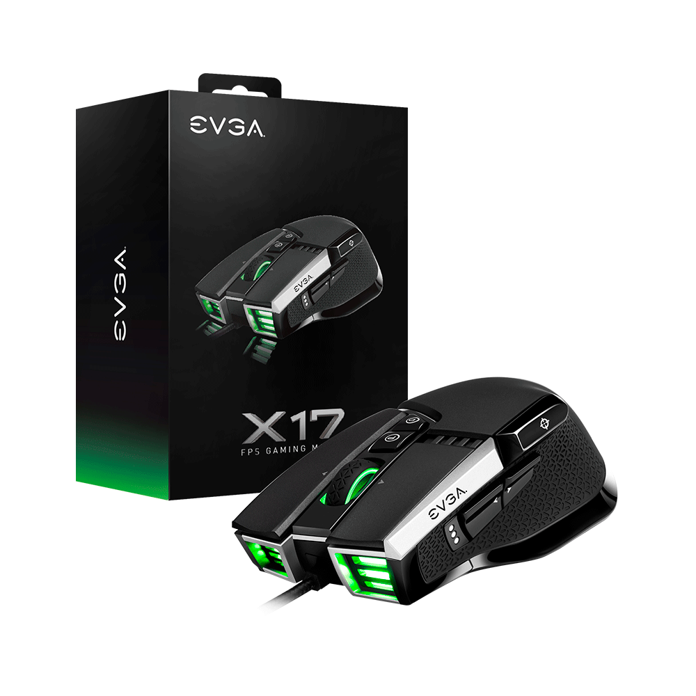 Mouse gamer usb 903-w1-17bk-k3 evga x17 16000dpi/10 bot/rgb/negro