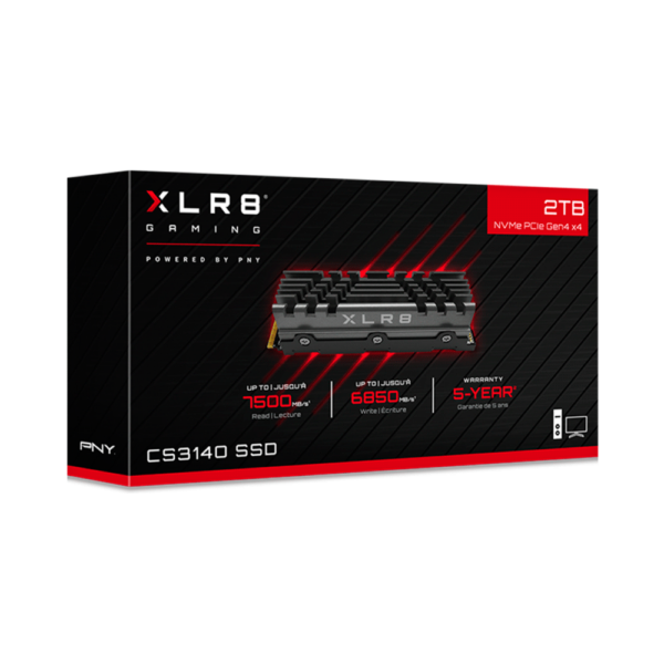 Ssd m.2 pcie 2tb pny cs3140 nvme m280cs3140hs-2tb-rb 7500/6850 xlr8