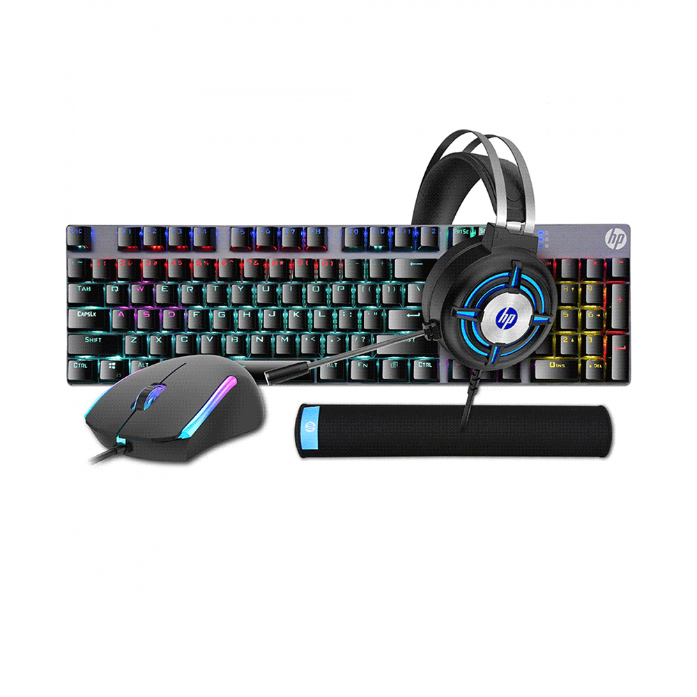 Combo gamer hp 4en1 teclado+auricular+mouse+mousepad esp