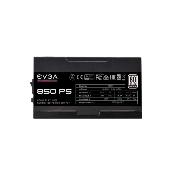 Fuente evga 850w supernova p5 80plus plati full modul 220-p5-0850-x1