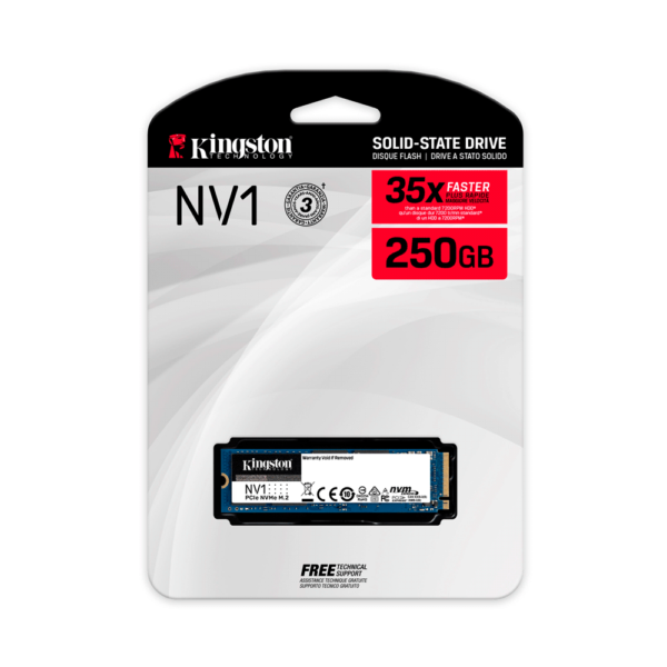 Ssd m.2 pcie 250gb kingston nv1 nvme snvs/250g 2100/1100