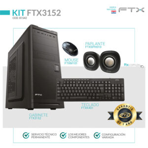 Gabinete kit ftx3152 500w+ mouse+ teclado multimedia+ speaker/ español