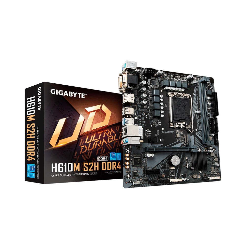 Placa madre gigabyte 1700 h610m s2h ddr4 v/s/r/hdmi/dp/dvi/m2/usb3.2/matx