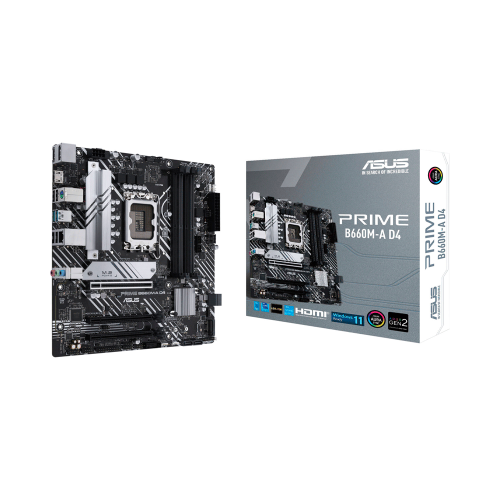 Placa madre asus 1700 prime b660m-a d4 s/r/2 hdmi/dp/2m2/ddr4/usb3.2/matx/ aura
