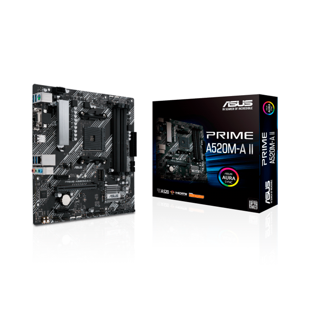 Placa madre asus am4 prime a520m-a ii v/s/r/hdmi/dp/m2/ddr4/matx