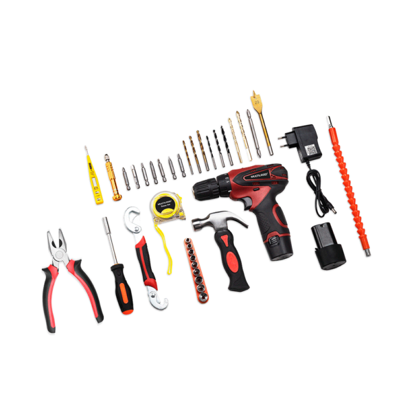 Kit herramientas multilaser ho073 12v bivolt + accesorios rojo