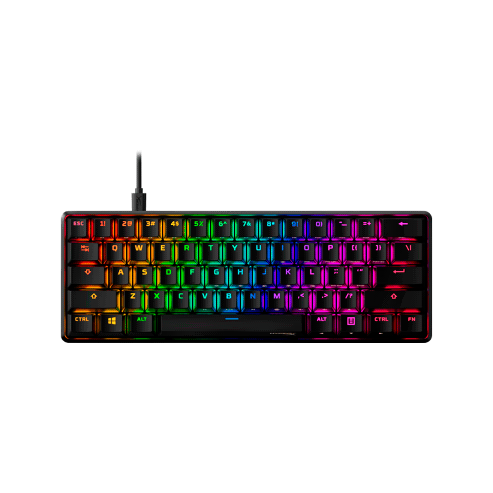 Teclado gamer usb hyperx 56r61aa#aba alloy origins 60 mecanico aqua ingles rgb