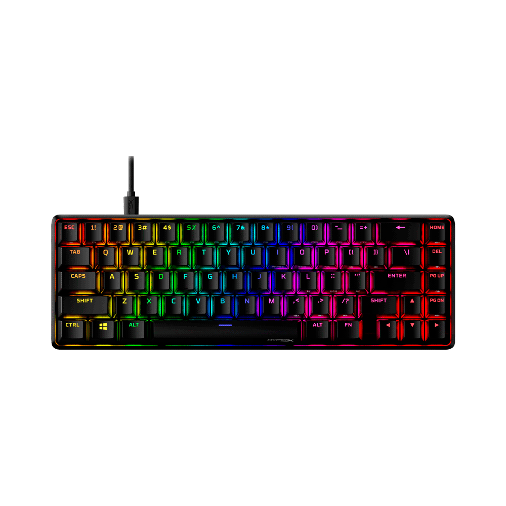 Teclado gamer usb hyperx 56r64aa#aba alloy origins 65 mecanico aqua ingles rgb