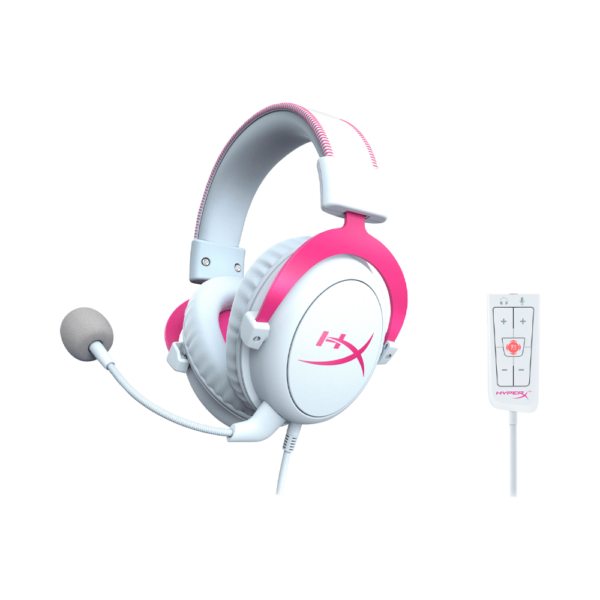 Auricular con microfono gamer hyperx hhsc12-ac-pk/g cloud ii headph 3.5mm 7.1 rosado/blanc