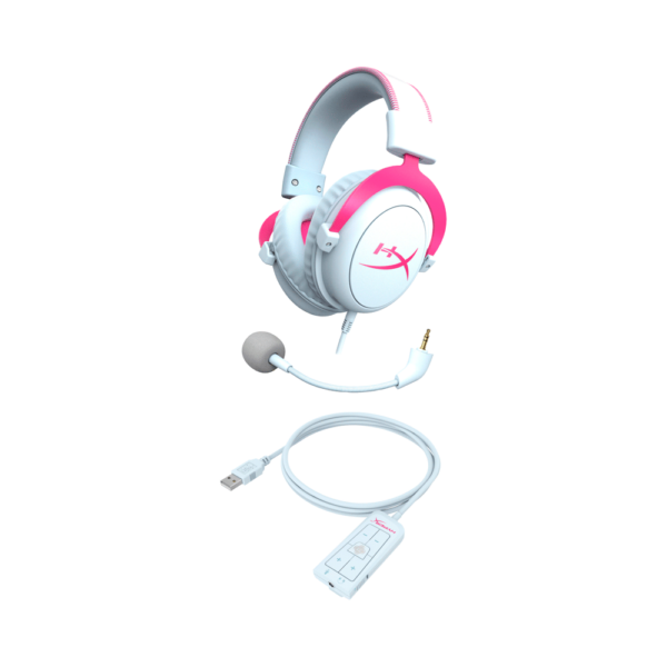 Auricular con microfono gamer hyperx hhsc12-ac-pk/g cloud ii headph 3.5mm 7.1 rosado/blanc