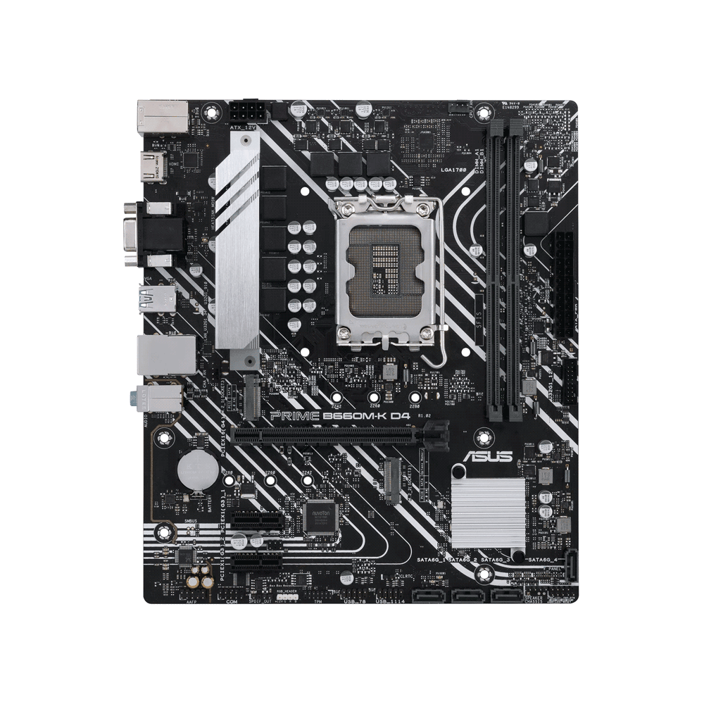 Placa madre asus 1700 prime b660m-k d4 v/s/r/hdmi/2m2/ddr4/usb3.2/matx