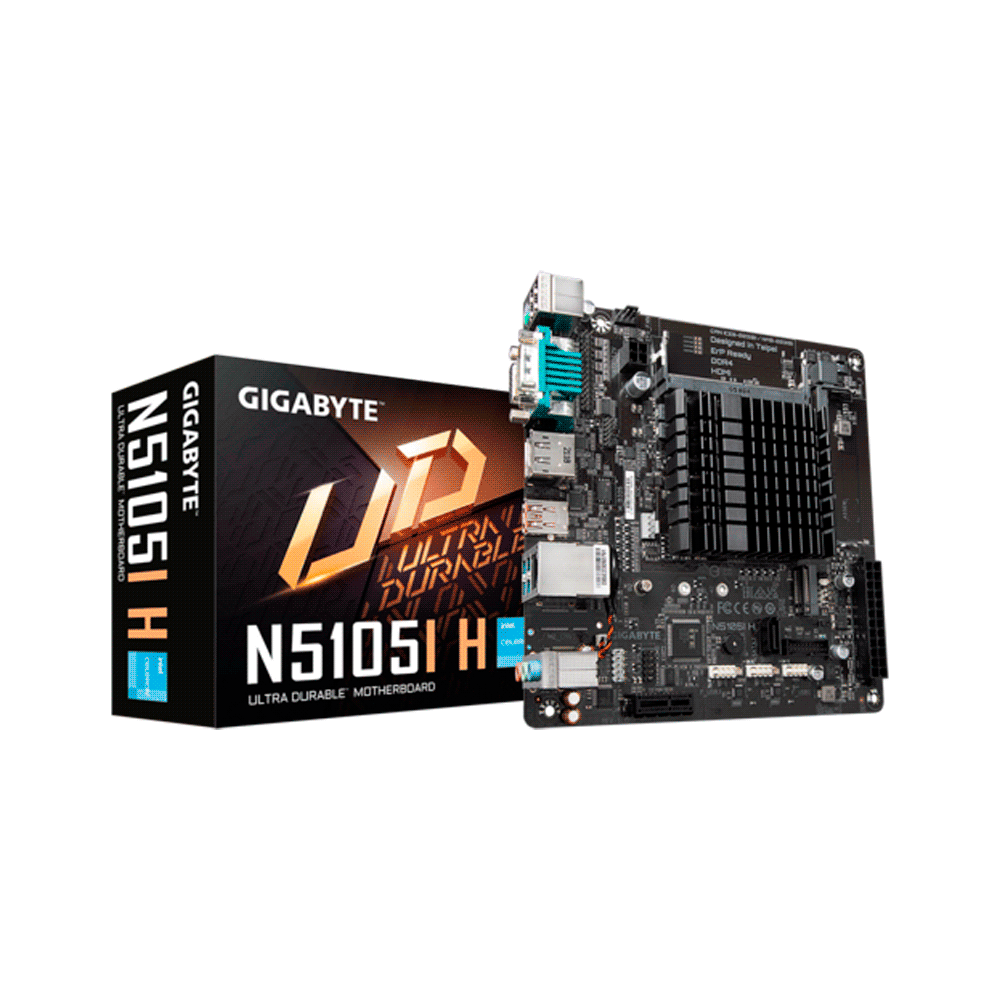 Placa madre + procesador gigabyte n5105i h cel 1.0/ v/s/r/hdmi/dp com/ddr4/ usb3.2/m.2
