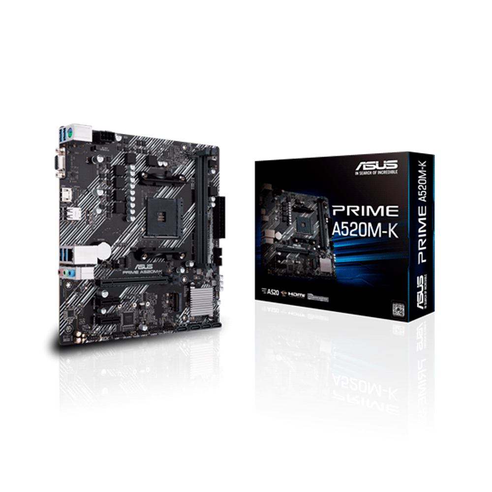 Placa madre asus am4 prime a520m-k v/s/r/hdmi/dvi/com/m2/ddr4/matx
