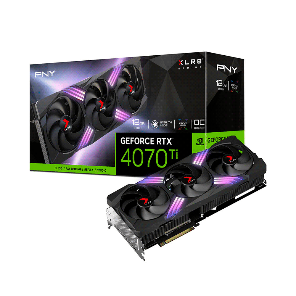 Placa de video pny rtx4070 ti 12gb ddr6x vcg4070t12tfxxpb1-0 xlr8 rgb
