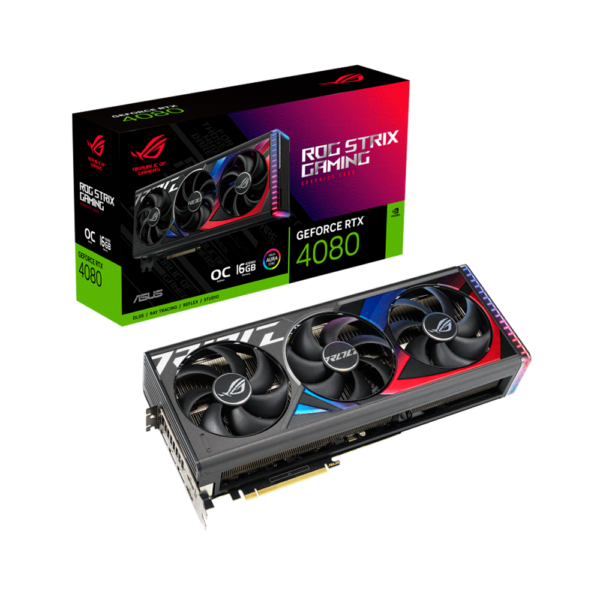 Placa de video asus rtx4080 oc 16gb ddr6x rog-strix-rtx4080-o16g-gaming aura