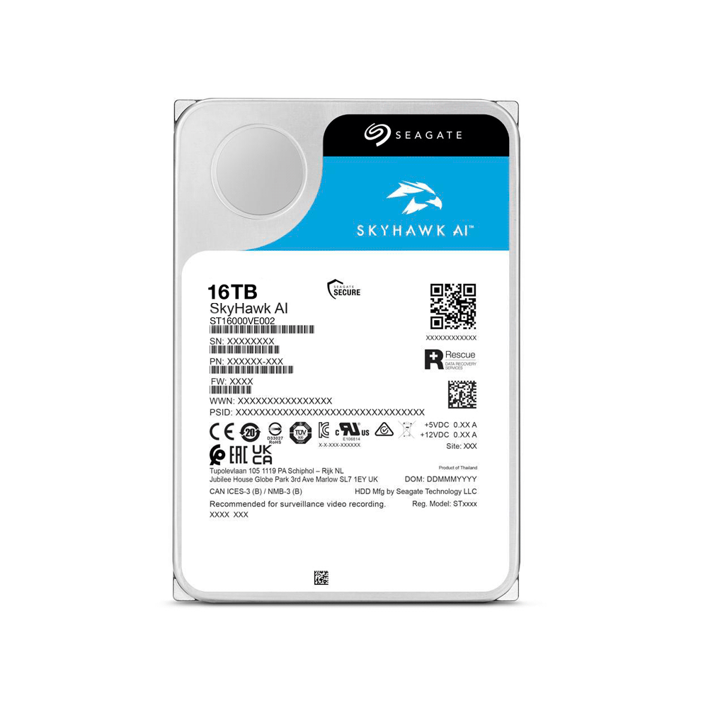 Disco duro sata3 16tb seagate 7200 256mb skyhawk ai st16000ve002