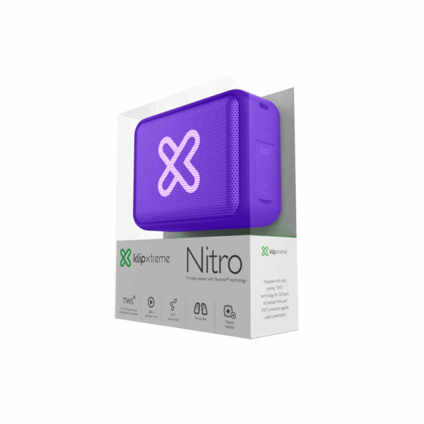 Parlante klip kbs-025pr 6w nitro portatil bt/bat/ipx7/tws purpura - Imagen 2