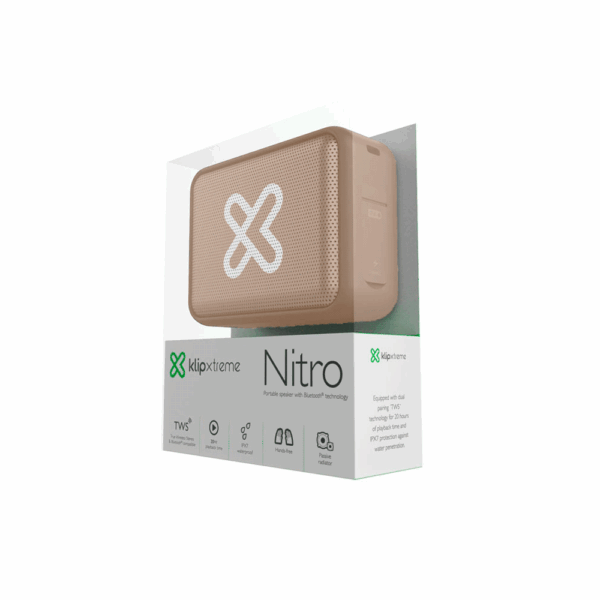 Parlante klip kbs-025bg 6w nitro portatil bt/bat/ipx7/tws beige - Imagen 2
