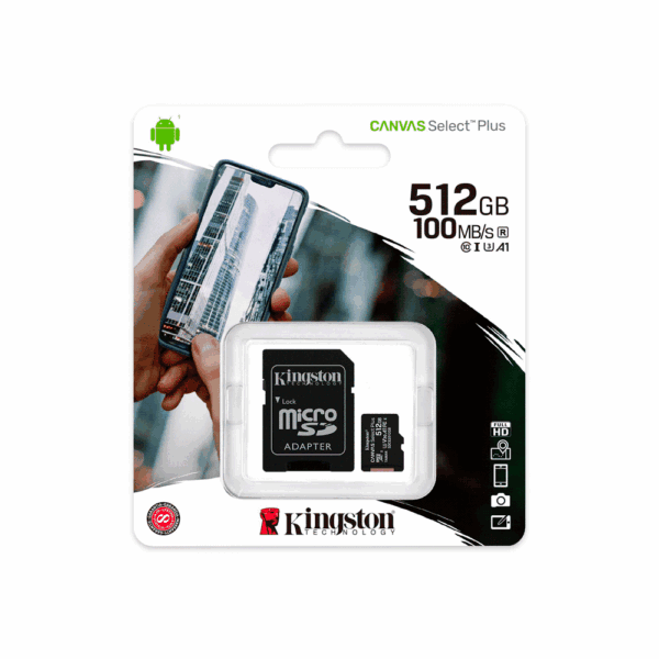 Memoria micro sd kingston 512gb canvas select plus sdcs2/512gb 100/85 - Imagen 3