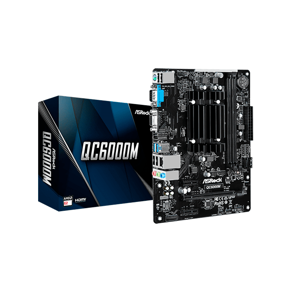 Placa madre + procesador asrock qc6000m amd e2 1.5 /v /s /r /hdmi /usb3.2 /ddr3 /matx