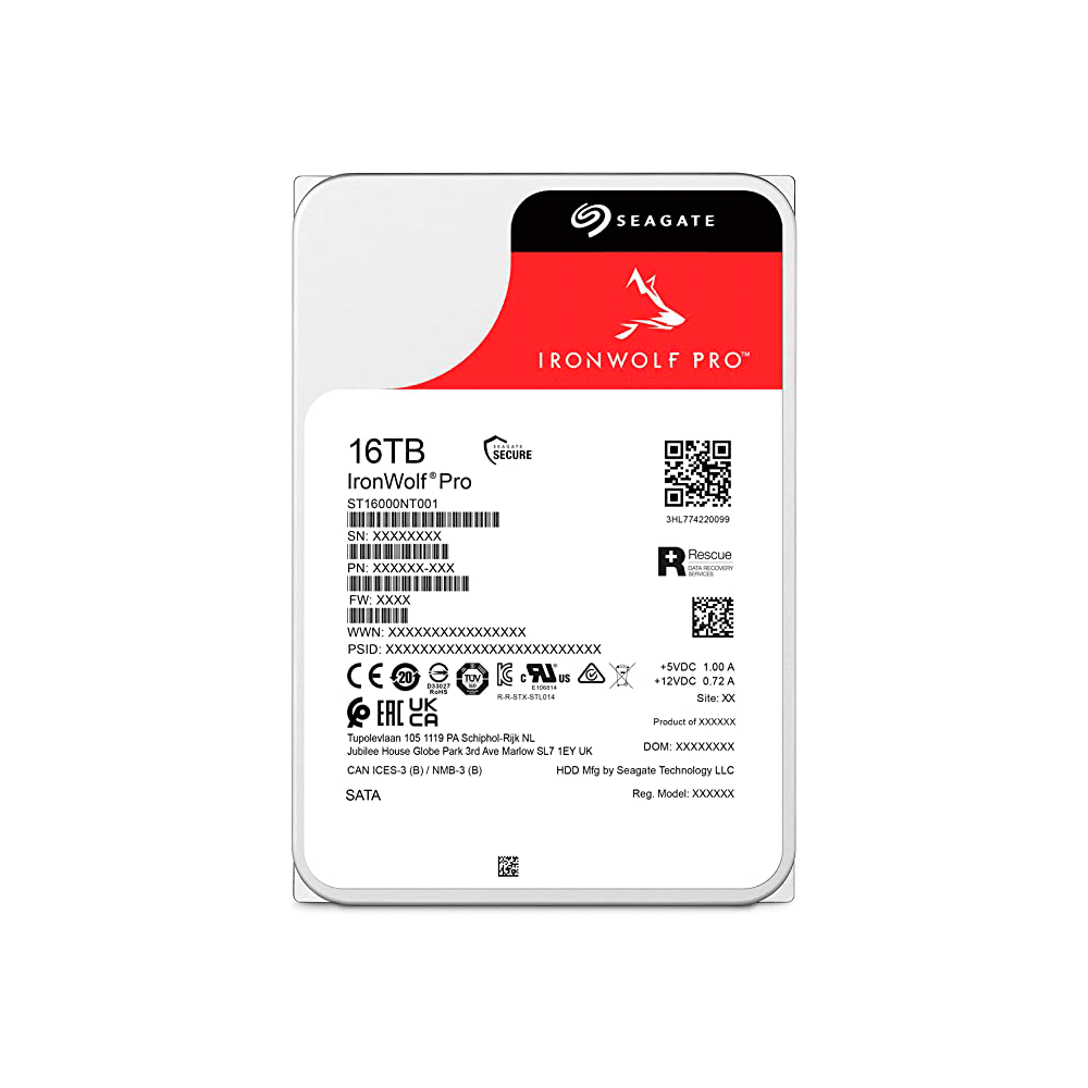 Disco duro sata3 16tb seagate 7200 256mb ironwolf pro nas st16000nt001