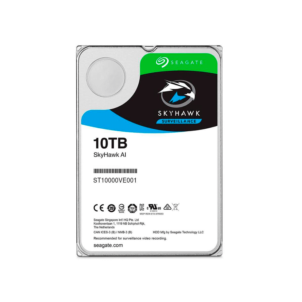 Disco duro sata3 10tb seagate 7200 256mb skyhawk ai st10000ve001 garantia br