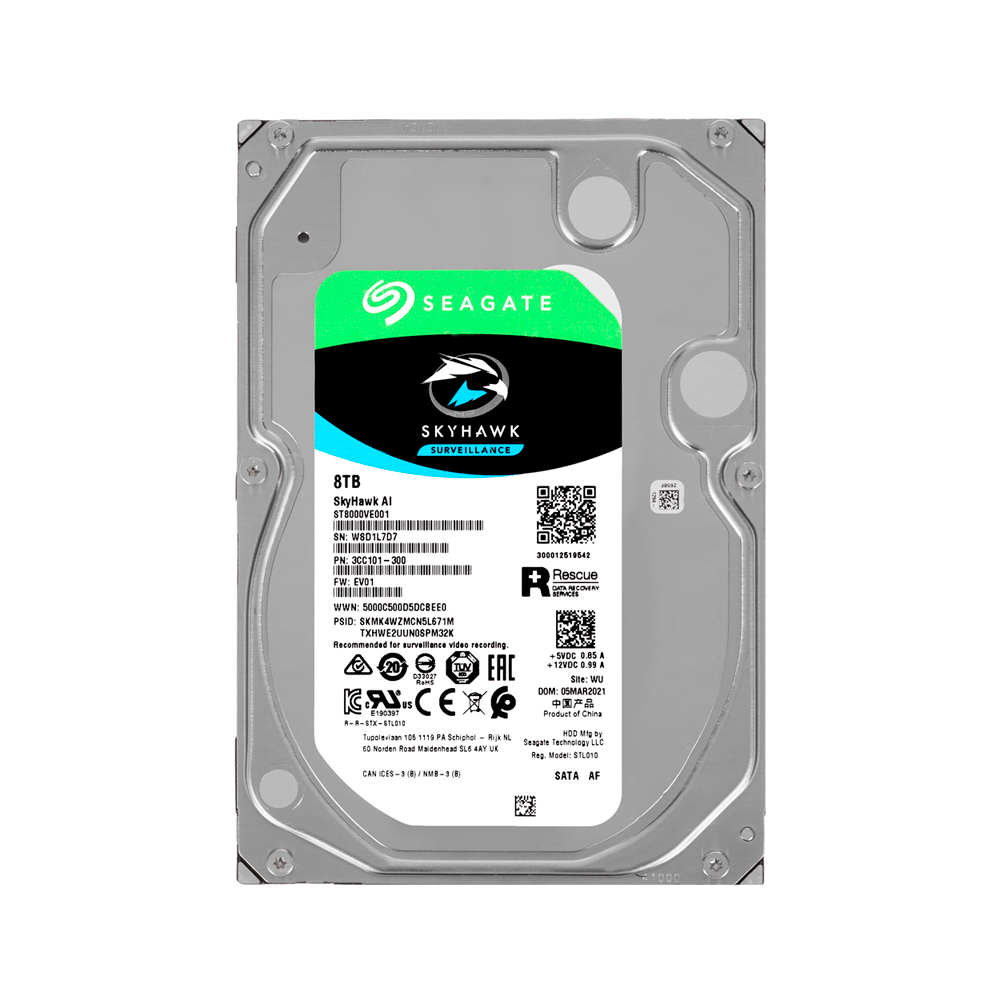 Disco duro sata3 8tb seagate skyhawk ai 7200 256mb st8000ve001 surveillance