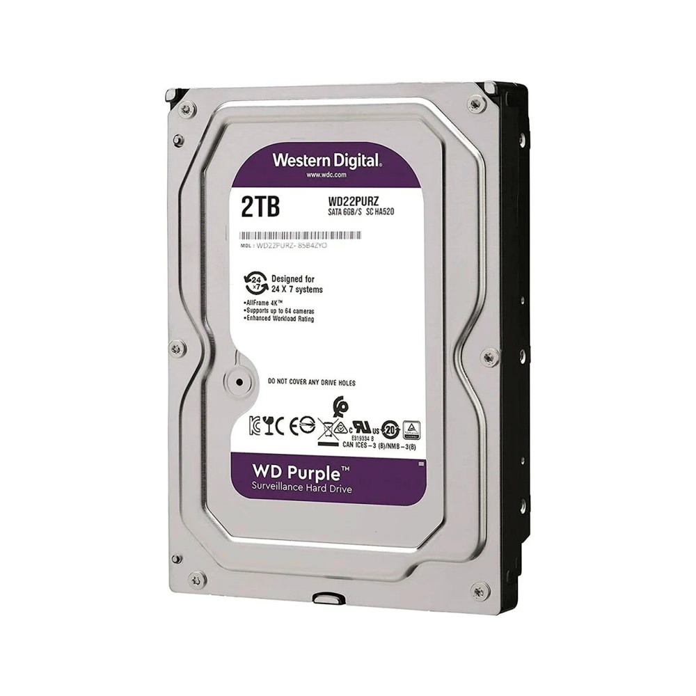 Disco duro sata3 2tb wd purple 5400 256mb wd22purz surveillance