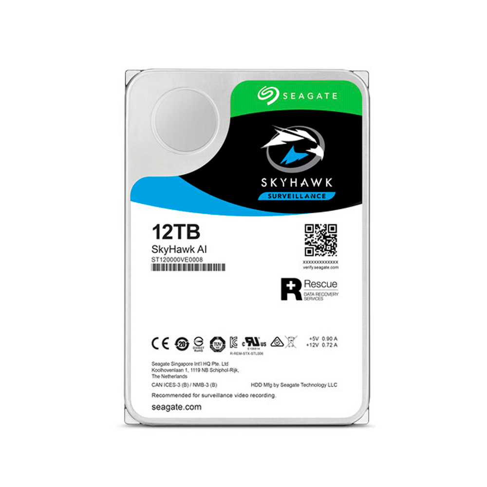 Disco duro sata3 12tb seagate skyhawk ai 7200 256mb st12000ve001 surveillance