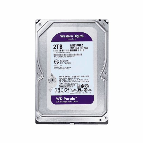 Disco duro sata3 2tb western digital purple 5400 64mb wd23purz surveillance