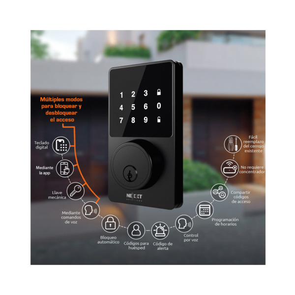Cerradura inteligente para puerta iot nexxt smart wifi nhs-d100 negro