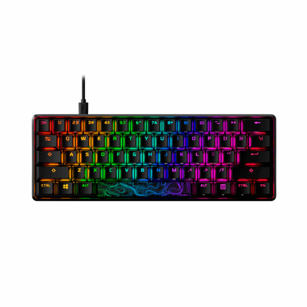 Teclado gamer usb hyperx 4p5n4aa#aba alloy origins 60 mecanico red ingles rgb - Imagen 2