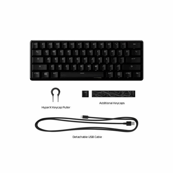Teclado gamer usb hyperx 4p5n4aa#aba alloy origins 60 mecanico red ingles rgb - Imagen 5