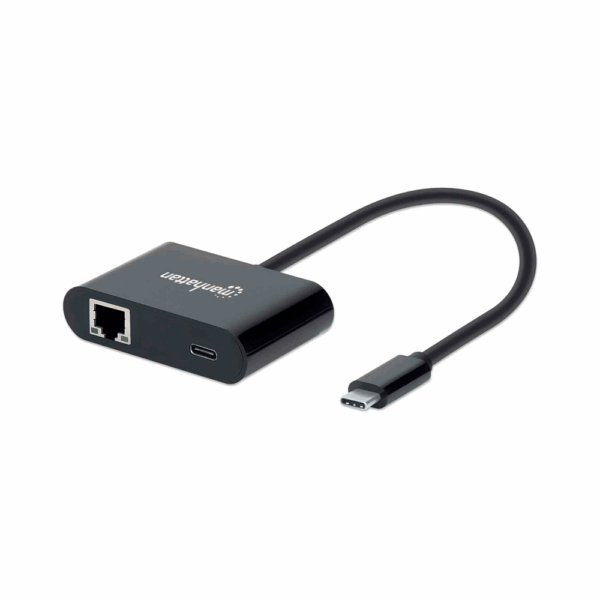 Adaptador usb-c/rj45 manhattan /1gbps/60w negro 153454