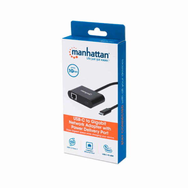 Adaptador usb-c/rj45 manhattan /1gbps/60w negro 153454 - Imagen 5