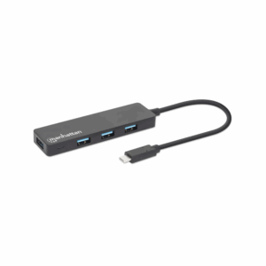Hub usb-c/usb-a de 4 puertos manhattan 164924 5 gbps/negro
