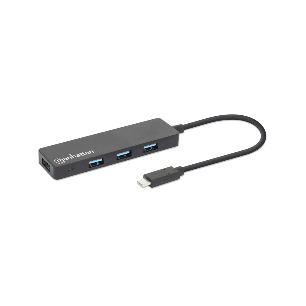 Hub usb-c/usb-a de 4 puertos manhattan 164924 5 gbps/negro