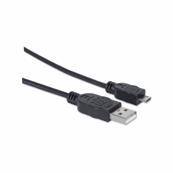 Cable usb-a/micro-b manhattan m/m 1.8m negro bolsa 307178 - Imagen 2