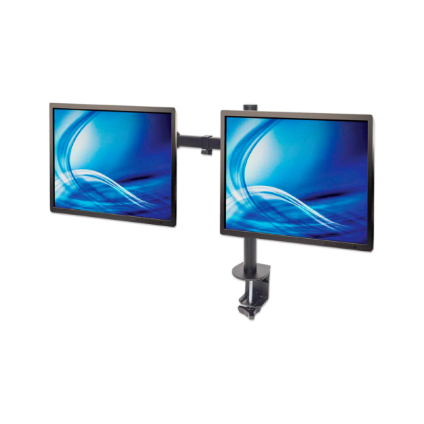 Soporte p/2mon manhattan 461528 13" a 32" 8kg incl 45°/giro 180° negro